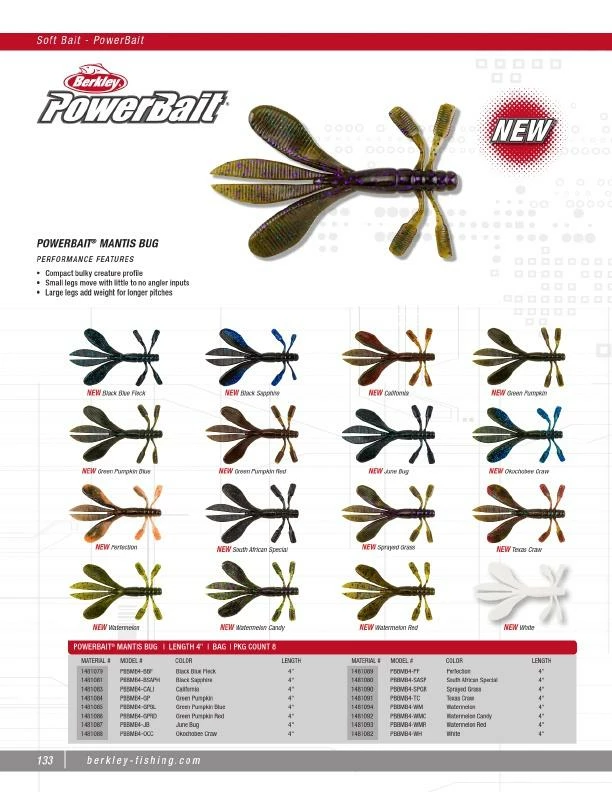 BERKLEY POWERBAIT MANTIS BUG CREATURE BAITS